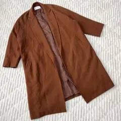 【a4204】アーバンリサーチ ロングウールコート ブラウン ウール混