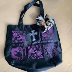 花柄と十字架デザイン トートバッグ