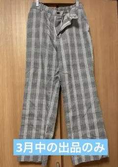 レディース パンツ ズボン チェック柄 グレー