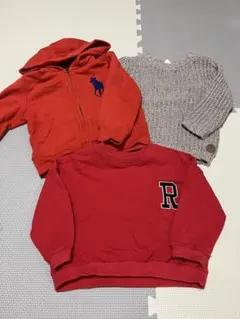 ラルフローレン 他 赤パーカー・ニット・トレーナーセット 3点セット