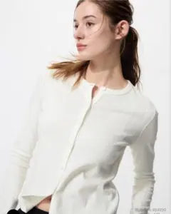 UNIQLO【新品・タグ付き】ユニクロ　カーディガン　長袖　Lsize　ホワイトのサムネイル