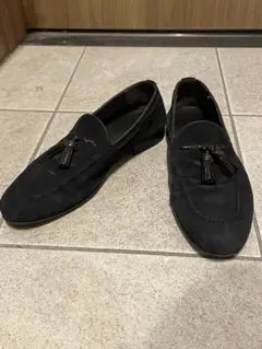 ZARA MAN ネイビー スエード タッセルローファー