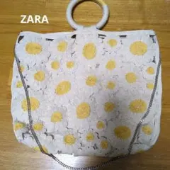 可愛い!! ZARA デイジー バッグ / カゴバッグ かご 籠 ハンド 花柄