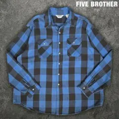 FIVE BROTHER 70s 80s USA製 XL ヘビーネル シャツ