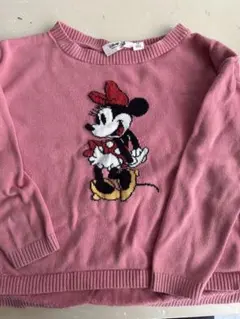 ミニー・マウス刺繍ピンクセーター