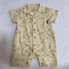 お値下げ‼️ プティマイン　恐竜柄　襟　ロンパース　黄色　イエロー　70cm