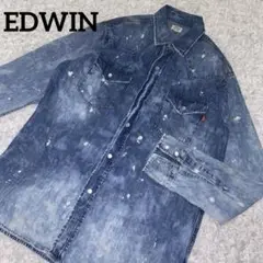 《EDWIN》デニムシャツ デニム 長袖シャツ M ペインター　ダメージ