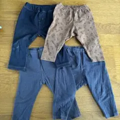 恐竜柄と無地のパンツ4点セット