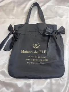 Maison de FLEUR ダブルリボントートバッグ ブラック
