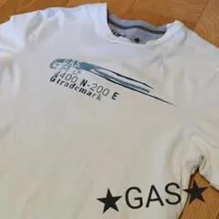 GAS ガス　メンズ　半袖　トップス　白　Tシャツ　ロゴ　ワッペン付き　オシャレのサムネイル