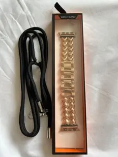 Apple Watch用 ゴールドチェーンバンド スマホストラップ付き