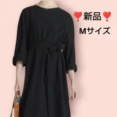 ❣️新品✨Mサイズ❣️ロング丈 黒ワンピース ゆったり 体型カバー 綿100％