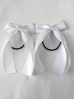 310 たれ付きヘアゴム　白