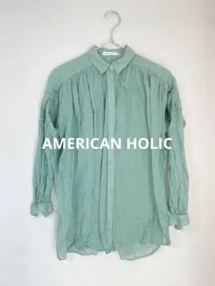 AMERICAN HOLIC ストライプシャツ グリーン