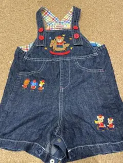 【ミキハウス】デニムオーバーオール Sサイズ（80-90）