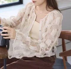 新品未使用 Kastane 【前後2WAY】格子レース2WAYカーディガンのサムネイル