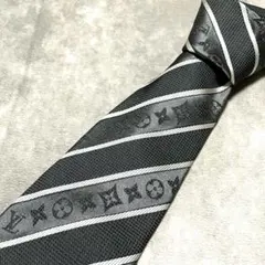 LOUIS VUITTON シルクネクタイ シルバー　モノグラム 王道✨】ルイヴィトン ネクタイ シルバー モノグラム レジ