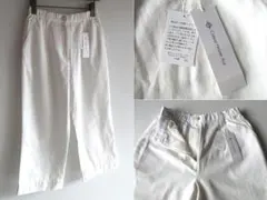 新品タグ付 コットンハウスアヤ ホワイトデニム ワイドクロップドパンツ M