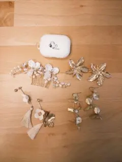 ブライダル　ヘッドドレス　ピアス　セット