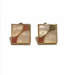 スクエアピアス　ゴールドピアス　ピアス　マーブルカラー　カラーピアス