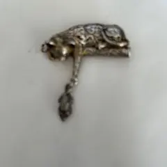 Vintage JEZLAINE Silver 猫のネズミブローチ シルバー