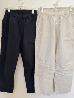 ユニクロ　コットンリラックスアンクルパンツ　ブラック&ナチュラル　Sサイズ
