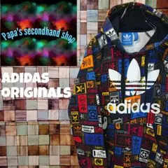 ☆希少☆アディダスオリジナルス☆プリントビックロゴ入り総柄パーカー☆