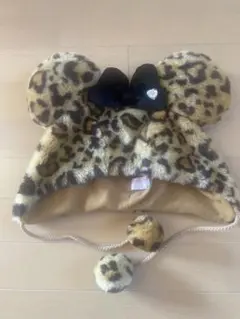 ディズニー　ファンキャップ　ミニー ヒョウ柄　レオパード　廃盤品　黒リボン