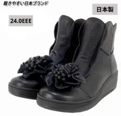 【新品】ZENITH KOBE 本革 フラワー装飾ショートブーツ　未使用品