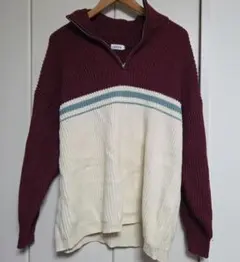 LEPSIM　ハーフジップ　ワインレッド アイボリー セーター