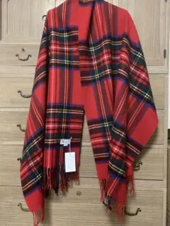 新品ジョンストンズストール大判　カシミアレッドスチュワートROYALSTEWAR