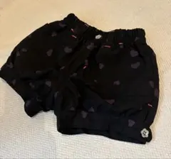 ハート柄 黒ホットパンツ お花ボタン 120cm