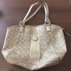 COACH シグネチャー トートバッグ ベージュ ピンク