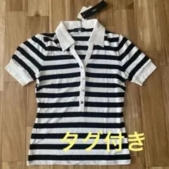 INED 白黒ボーダー　トップス　ポロシャツ　カットソーのサムネイル