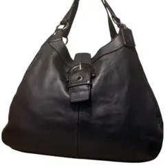 美品 コーチ トートバッグ レザー ブラック ソーホー ホーボー 17092