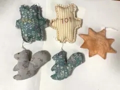 布製オーナメント5個セット　ハンドメイド　くまちゃん　お星様　no.002