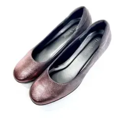 【ほぼ新品】HILLS AVENUE ラメ ウェッジ パンプス グレー 23.0