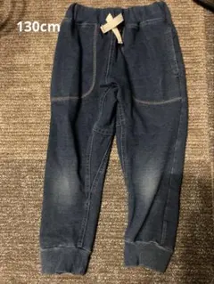 デニム風長ズボン(8部丈) 130cm ダークブルー