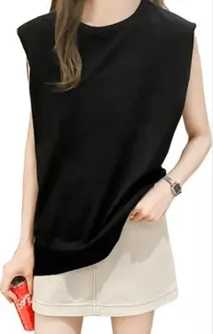 ノースリーブ Tシャツ タンクトップ 無地 速乾 インナー ルーズフィット