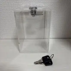 L型開閉 鍵付き 貯金箱 募金箱 クリア 透明
