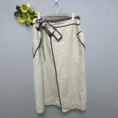 【KBF】パイピングラップスカート ロング ベージュ　レディース　Mサイズ相当