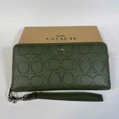 COACH コーチ 長財布 C4715 グリーン レーザーカット