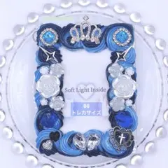 【B8 トレカ】ホイップデコ 硬質ケース トレカケース 推し活 紺×青 白 薔薇