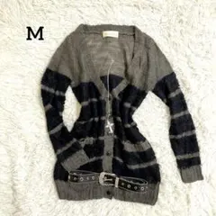 00s y2k グランジ モヘヤ　ボーダー　ニットカーディガン　平成ギャル