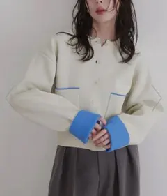 LIAN バイカラーニットカーディガン