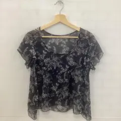 値下◎6.23◎A395◎ヴィンテージ◎半袖ブラウス◎花柄◎シースルーのサムネイル