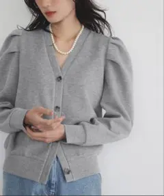 【美品】 ELFRANK パフスリーブ カーディガン グレー Mサイズのサムネイル