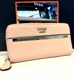 美品GUESS EST.1981 ラウンドファスナー長財布 ピンクのサムネイル