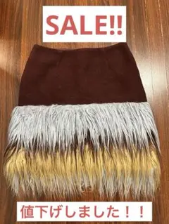 Lily Brown 裾ファー台形スカート ワイン