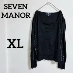 SEVEN MANOR 【XL】ブラック 長袖 Tシャツ 薄手　黒　レディース